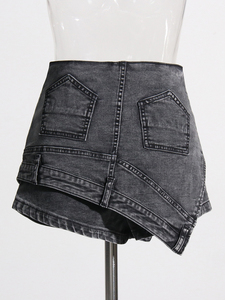 Women Mid Waist <b>Boot</b> Cut Denim Shorts Quick Dry 3D Pattern Versatile Chic Winter Streetwear Vintage Style - Product Image 2