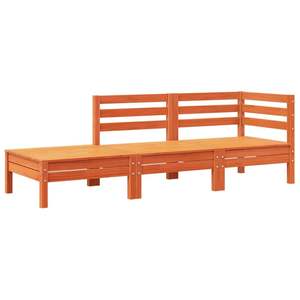 Canapé de jardin modulaire moyen en bois de pin massif brun ciré - Product Image 4