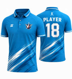 Camiseta Polo de Diseño Nuevo a Precio Económico, Impresión de Logotipo Personalizado, Sublimación de Alta Calidad, Color Azul, Camiseta Polo de Cricket para Hombre - Product Image 1