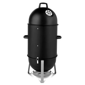 Heavy-Duty Three Layer Vertical Steel Charcoal Smoker BLACK Outdoor Cooking <b>BBQ</b> Grill Smokey Mountain Cooker - Product Image 3