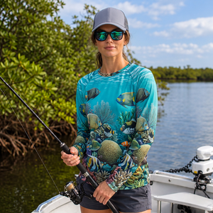 Chemises de pêche pour femmes en marque privée avec tissu anti-UV, coupe classique pour les marques de vêtements de pêche - Product Image 4
