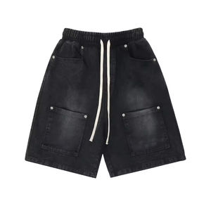 Shorts délavés à l'acide pour femme, taille haute, tendance, pour tenue d'été décontractée, avec boutons - Product Image 1
