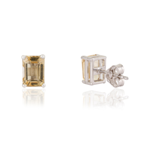 Stunning Minimalist Design 925 <b>Sterling</b> <b>Silver</b> Octagon Cut Natural Citrine Gemstone Fine <b>Stud</b> Earrings For Women - Product Image 5
