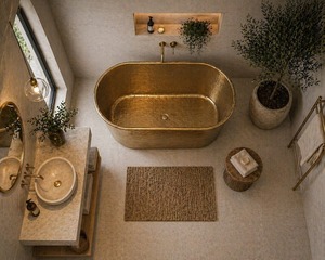 Bañera de Hidromasaje Independiente de Cobre Moderna, Ecológica y Hecha a Mano, de Lujo, para Hotel, Resort, Villa, Spa, OEM, ODM - Product Image 3