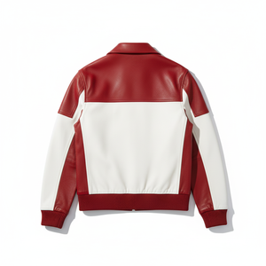 Custom red and <b>white</b> Biker Leather <b>Jacket</b> <b>Men</b> Genuine Leather OEM Manufacturer Wholesale Supplier - Product Image 2
