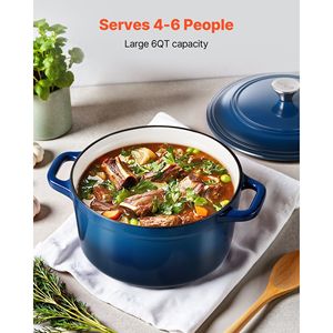 Pentola Olandese in Ghisa Smaltata da 6 Litri, Resistente, con Doppio Manico, Compatibile con Forno e Induzione, con Coperchio - Product Image 2