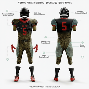 New Custom Design 100% Polyester Sublimation Team Name & Number Player Game Practice American Football Uniforms For Men's - Product Image 2