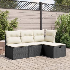 Petit tabouret de jardin résistant à l'eau en rotin PE noir, matériaux de rangement durables - Product Image 3