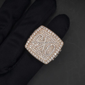 Luxury Custom Number <b>Ring</b> <b>With</b> Moissanite Diamonds Rose Gold Hip Hop Jewelry Supplier - Product Image 5