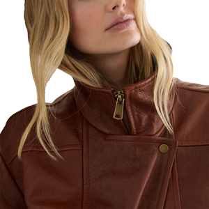 <b>Ladies</b> Real <b>Leather</b> Breathable Bomber <b>Jacket</b> Autumn Stand Silk Finished Flight Style Oversized Streetwear Customized Logo - Product Image 5