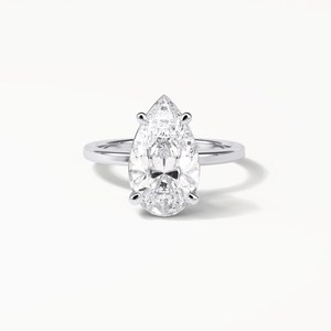 Bague de fiançailles en or blanc 10 carats avec diamant de laboratoire de 1,50 carat, certifié IGI, taille poire, couleur F, clarté VS1, bijoux fins, diamant CVD - Product Image 1