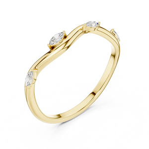 Bague de luxe en or jaune avec pierre marquise croisée, élégante et tendance, pour mariage, promesse ou anniversaire, pour femme - Product Image 4