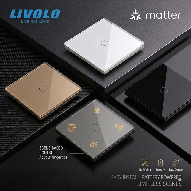 LIVOLO 1 Gang Wireless Remote Control Switch Matter Intelligent Smart Home Light Switch Compatible with Alexa Google Home Siri