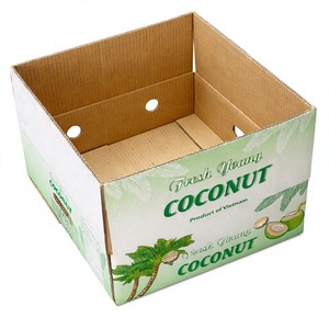 Custom Eco-Friendly Flexo Printed Corrugated Coconut Carton Box Recycled <b>Materials</b> Heavy Duty Fresh Fruit <b>Packaging</b> for - Product Image 1