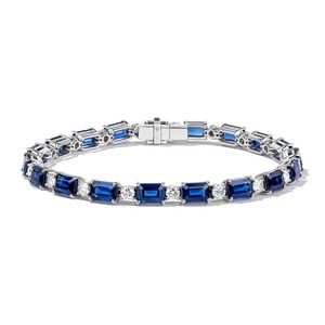 Lab Grown Diamond 14K Gold Silver Plated Emerald Cut Minimalist IGI Certified Unisex Bracelet - Product Image 1