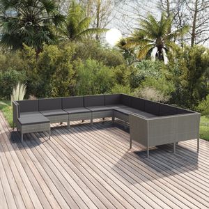 Conjunto de Muebles de Jardín de Ratán PE Gris 100% Poliéster con Acero con Recubrimiento en Polvo, Muebles de Exterior Duraderos - Product Image 1