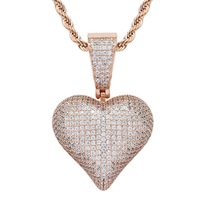 Hip Hop Rhinestone Men Necklace Heart Pendant Chain Iced Out Love Shape Charm Gold <b>Silver</b> Bling Cuban Link <b>Choker</b> Mens Jewelry - Product Image 5