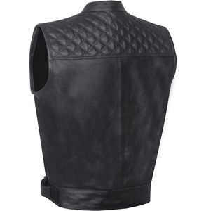 Haute qualité hommes véritable peau de mouton en cuir bouton moteur motard gilet été Streetwear sans manches moto gilets - Product Image 2