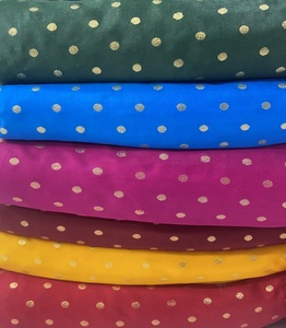 Tissu brocart léger 100% nylon avec motif à pois métalliques |   Tissu jacquard tendance de 44 pouces pour vêtements et tenues ethniques - Product Image 2