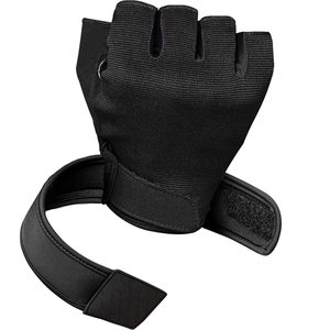 Half Finger <b>Weight</b> Lifting <b>Gloves</b> Black PU Gym Fitness Unisex Pull on Adjustable Wrist Strap - Product Image 6