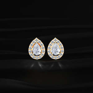Pear Shape Moissanite Halo Stud <b>Earrings</b> 2.50 TCW Colorless VVS 14K Gold 1.25 Carat Teardrop Solitaire Screw <b>Back</b> Handmade Jewel - Product Image 2