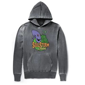 เสื้อฮู้ดแบบสวมหัวผ้าซักลายกรดสไตล์วินเทจสำหรับผู้ชายพิมพ์โลโก้แบบกำหนดเอง - Product Image 1