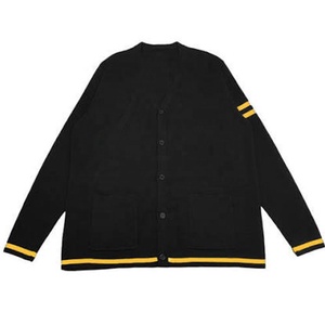 University Fraternities <b>Men</b> <b>Knitted</b> <b>Cardigan</b> Sweater Black Yellow Varsity V-Neck OEM Single Breasted Pockets Casual Autumn Top - Product Image 6