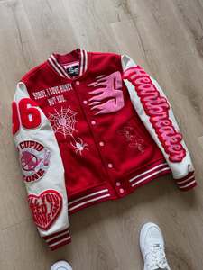 Veste universitaire chauffante personnalisée XLISE pour homme, automne, avec patch en chenille, lettres brodées, logo personnalisé, style baseball, streetwear - Product Image 1