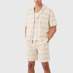 Conjunto de Camisa y Pantalones Cortos de Algodón de Lujo para Hombre, Transpirable, Tallas Grandes, con Manga Corta, Venta al Por Mayor, para Verano - Product Image 6