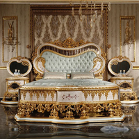 Luxuriöses Palast-Serie Handgeschnitztes Maßgefertigtes Getuftetes Mahagoni-Holz Europäisches Antikes Design Hotel-Schlafzimmer-Set Kaiserlicher Palast