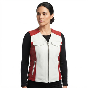 Women's Sleeveless Leather Waist <b>Coat</b> Female Zipper Leather Vest Girls Side Pockets Leather Waist <b>Coat</b> - Product Image 6