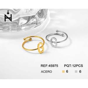 Anillo con Letra G Angelina, Acero Inoxidable, Chapado en Oro y Plata, 6mm, Joyería Unisex de Moda, Regalo Diario, Estilo Moderno - Product Image 1