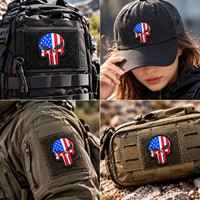 Patch PVC thermocollant personnalisé en tissu sergé écologique, motif crâne, en relief 2D, souple, pour vêtements