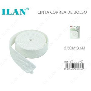 Ruban en tissu Ilan 2,5 cm x 3,6 m blanc pour sangles de sac - Product Image 3
