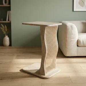 Handmade <b>Rustic</b> Wood <b>Coffee</b> <b>Table</b> with Woven Base Modern Living Room Furniture SUNWOODD EXPO Model 00 - Product Image 5