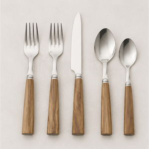 Ensemble de couverts en acier inoxydable de qualité supérieure avec manche en bois naturel, couverts modernes pour hôtel de luxe, restaurant et dîner de fête - Product Image 1