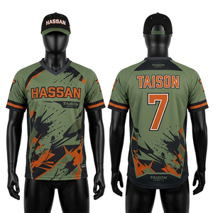 Camiseta de paintball para hombre, tela interlock de poliéster premium, negro, gris, camuflaje, panel verde neón, diseño acolchado, sublimación, logotipo personalizado - Product Image 2