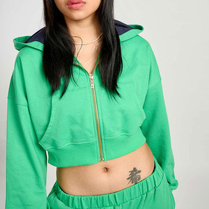 Sudaderas con Capucha Cortas de Invierno para Mujer, Cómodas, con Cierre, Impresión Personalizada, Tejido 100% Algodón Transpirable, Tacto Suave - Product Image 1