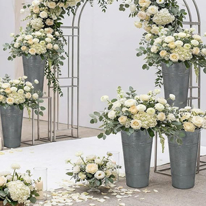 Vase en métal pour fleurs, 15 pouces de haut, style rustique, centre de table pour la décoration de la maison au printemps et pour les mariages - Product Image 2