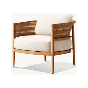 Teak Wood Lounge <b>Chair</b> With Best Cushion Rattan <b>Garden</b> Sofa Outdoor Furniture Simple Wooden - Harmonia - Product Image 4