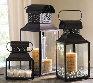 Lanterne moderne en métal noir avec panneaux en verre pour la décoration intérieure et extérieure, les bougies et les événements - Product Image 6