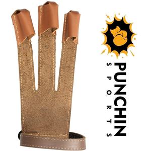 Personalizado de alta calidad al aire libre tiro con arco arqueros tres dedos lengüeta guante tiro Guante de cuero apto para caza arco recurvo compuesto - Product Image 2