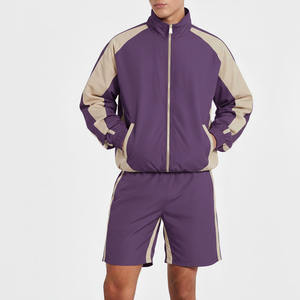 Streetwear personnalisé 2 pièces surdimensionné baggy fermeture éclair polyester nylon coupe-vent veste et short ensemble coupe-vent survêtement pour hommes - Product Image 4