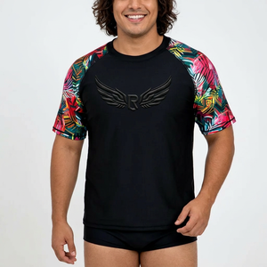 Camiseta de Natación para Mujer, Manga Corta, Estampado Colorido, Protección Anti UV, Transpirable, Secado Rápido, Spandex, Poliéster - Product Image 6