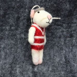 Handmade Plush Mouse Christmas Ornament Red Striped Sweater Cute Doll Decoration - Product Image 4