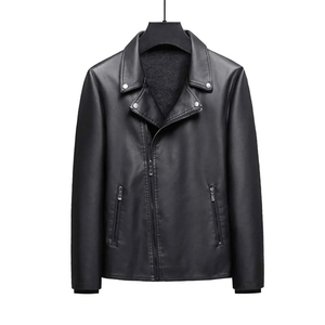 Custom Made Canvas Leather <b>Jacket</b> for <b>Men</b> Genuine Sheepskin Stand Collar <b>Long</b> Sleeves Moto & Biker Style Winter Bomber <b>Jacket</b> - Product Image 1