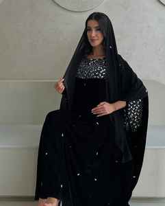 AWAIS HOUSE Dubai Muslim Islamic Rich Velvet Sequined Lightweight Party <b>Kaftan</b> Abaya Jubbah Womens Fashion Floor Length <b>Plus</b> - Product Image 4