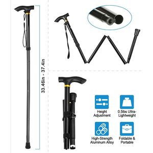 Bastone da Trekking regolabile pieghevole da viaggio nero bastone da passeggio pieghevole per donne e uomini escursionisti per mobilità portatile da passeggio regalo - Product Image 2