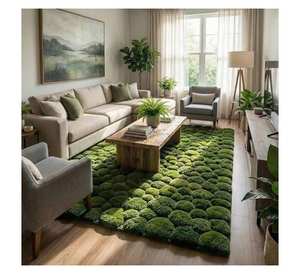 Alfombra de Lana Personalizada con Diseño de Bosque Verde, Hecha a Mano, con Textura 3D del Suelo del Bosque, 100% Lana de Nueva Zelanda - Product Image 2