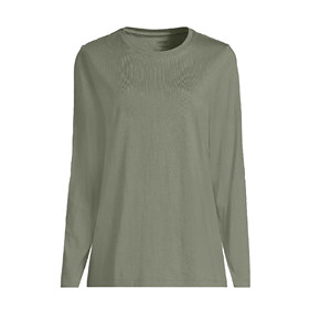T-shirts pour femmes grande taille, coupe slim, manches longues, couleur rose, col rond, design personnalisé, couleur unie. - Product Image 3